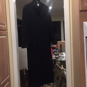 100% wool black long coat, made in Italy.